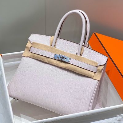 Hermes Birkin 30cm Bag In Mauve Pale Clemence Leather PHW