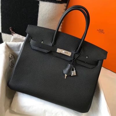 Hermes Birkin 30cm Bag In Black Clemence Leather PHW 