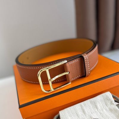 Hermes Romain 35MM Belt in Gold Clemence Leather