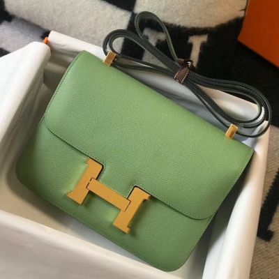 Hermes Constance 24 Handmade Bag In Vert Criquet Epsom Leather