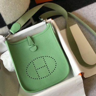 Hermes Evelyne III TPM Bag In Vert Criquet Clemence Leather