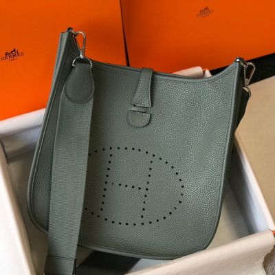 100% Authentic HERMES EVELYNE 29 III PM BLACK Silver HARDWARE/receipt