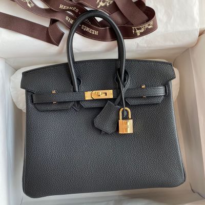 Hermes Birkin 25 Handmade Bag In Black Clemence Leather