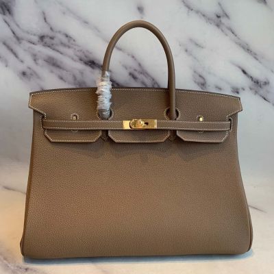 Hermes Birkin 40 Handmade Bag In Taupe Clemence Leather