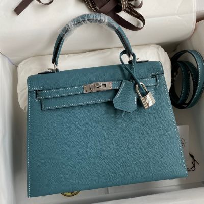 Replica Hermes Kelly Sellier 25 Handmade Bag In Vert De Gris Epsom