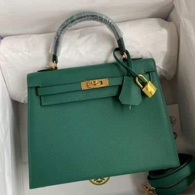 Replica Hermes Kelly Sellier 25 Bicolor Bag in Craie and Trench Epsom  Calfskin