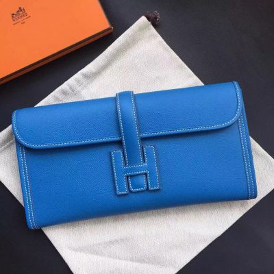 Hermes Jige Elan 29 Clutch Bag In Blue Epsom Calfskin