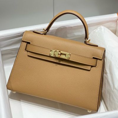 Hermes Kelly Mini II Bag In Chai Epsom Leather GHW