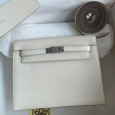 Replica Hermes Kelly Pochette Handmade Bag In Vert Cypres Epsom