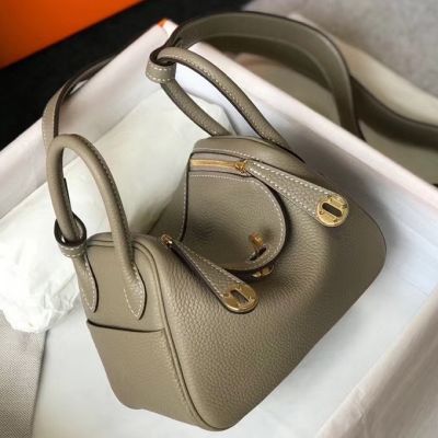 Hermes Lindy Mini Bag In Tourterelle Clemence Leather GHW
