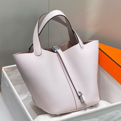 Hermes Picotin Lock 22 Bag In Mauve Pale Clemence Leather