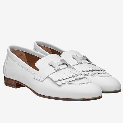 Hermes Royal Loafers In White Calfksin