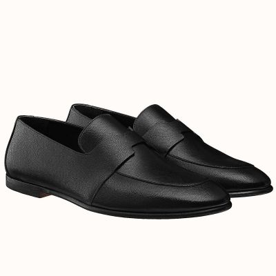 Hermes Ancora Loafers In Black Goatskin