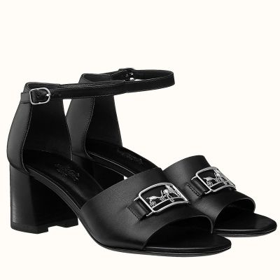 Hermes Viaggio 60MM Sandals In Black Leather