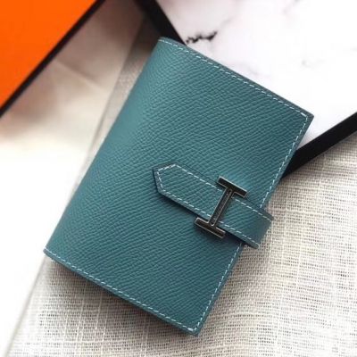Hermes Bearn Mini Wallet In Blue Jean Epsom Leather