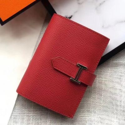  Hermes Bearn Mini Wallet In Red Epsom Leather