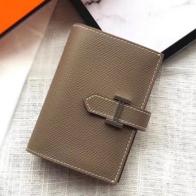 Replica Hermes Bearn Mini Wallet In Vert Criquet Epsom Leather