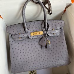 Replica Hermes Kelly Sellier 25 Bicolor Bag in Gris Agate and Blue Ostrich  Leather