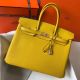 Hermes Birkin 35cm Bag In Yellow Clemence Leather GHW
