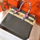 Hermes Birkin 35 Handmade Bag In Ardoise Clemence Leather