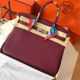 Hermes Birkin 35 Handmade Bag In Bordeaux Clemence Leather