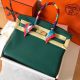 Hermes Birkin 35 Handmade Bag In Malachite Clemence Leather