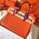 Hermes Birkin 35 Handmade Bag In Orange Clemence Leather