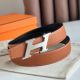 Hermes H Speed Reversible Belt 32MM in Gold Clemence Leather