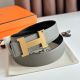 Hermes Constance Reversible Belt 38MM in Grey Clemence Leather
