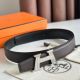 Hermes H Take Off Reversible Belt 32MM in Chocolate Clemence Leather