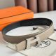 Hermes H Take Off Reversible Belt 32MM in Grey Clemence Leather