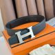 Hermes H Reversible Belt 38MM in Black Epsom Leather