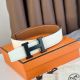 Hermes H Reversible 38MM Belt with matte Buckle in White and Gold Epsom Leather