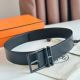 Hermes Nathan 40MM Belt with Matte Buckle in Black Clemence Leather