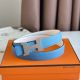 Hermes Mini Constance 24mm Belt in Blue Epsom Leather and White Swift Leather