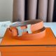 Hermes Mini Constance 24mm Belt in Orange Epsom Leather and Blue Swift Leather