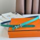 Hermes Gamma 13mm Belt in Green Epsom Leather and Blue Swift Leather