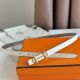 Hermes Gamma 13mm Belt in White Epsom Leather and Taupe Swift Leather