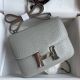 Hermes Constance 18 Handmade Bag In Grey Matte Alligator Leather