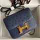  Hermes Constance 18 Handmade Bag In Blue Iris Ostrich Leather