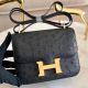 Hermes Constance 18 Handmade Bag In Black Ostrich Leather