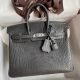 Hermes Birkin 25 Bag In Dark Grey  Matte Alligator Crocodile Skin