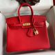 Hermes Birkin 25 Handmade Bag In Red Clemence Leather