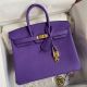 Hermes Birkin 25 Retourne Handmade Bag In Violet Clemence Leather