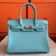Hermes Birkin 25 Handmade Bag In Blue Atoll Epsom Calfskin