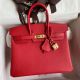 Hermes Birkin 25 Handmade Bag In Red Epsom Calfskin