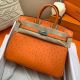 Hermes Birkin 25 Handmade Bag In Orange Ostrich Leather
