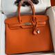 Hermes Birkin 35 Retourne Handmade Bag in Orange Epsom Calfskin