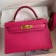 Hermes Kelly Mini II Sellier Handmade Bag In Rose Red Epsom Calfskin