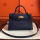 Hermes Kelly Mini II Handmade Bag In Sapphire Epsom Leather